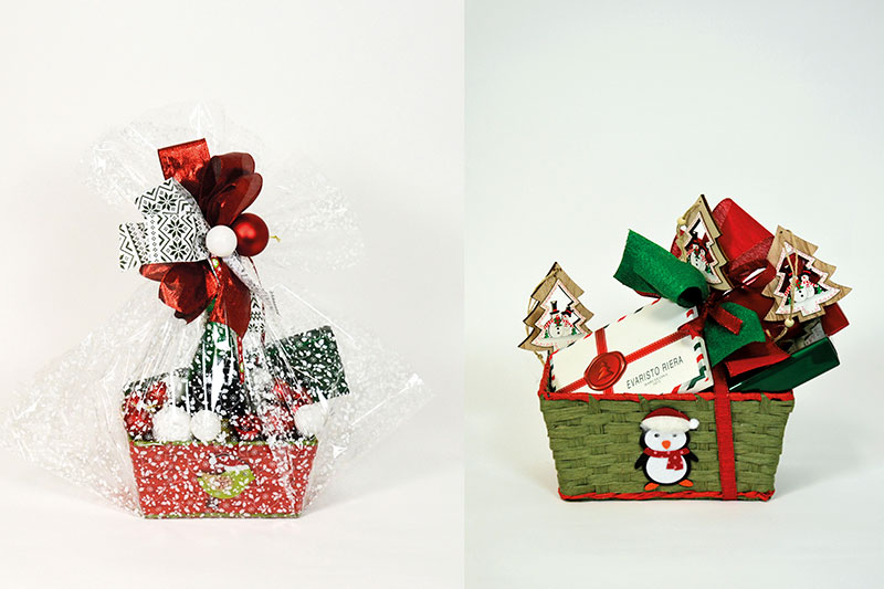 lotes de Navidad con forma de bolso, tono marrones ocres, cintas decorativas para regalos